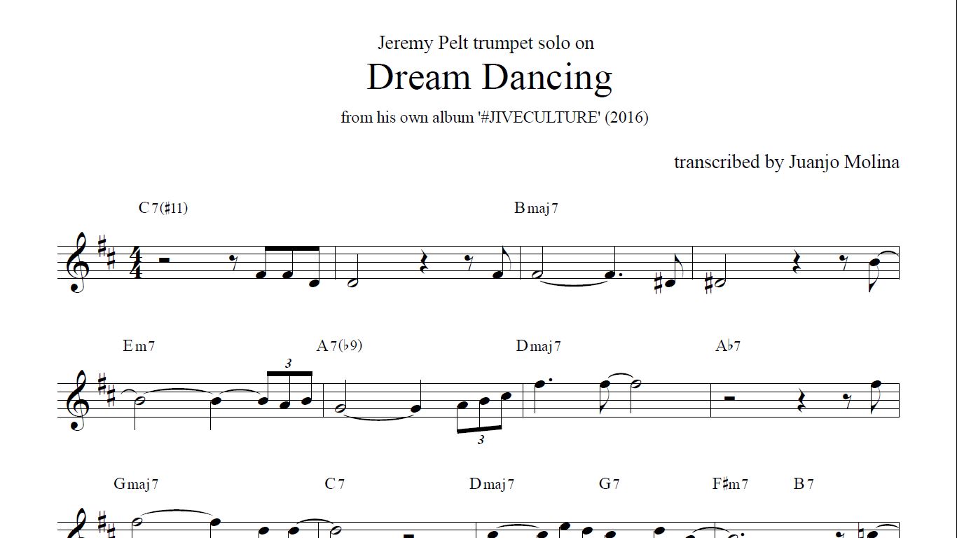 Dream Dancing – Jeremy Pelt trumpet solo transcription