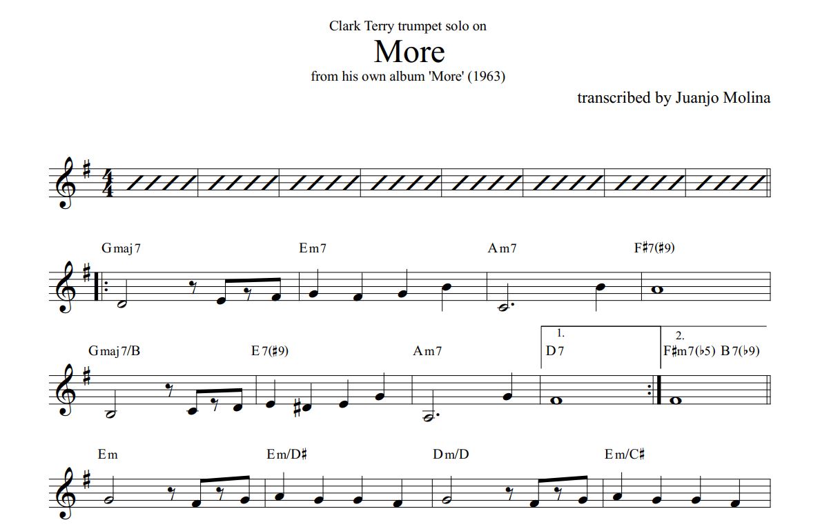 More – Clark Terry trumpet solo transcription