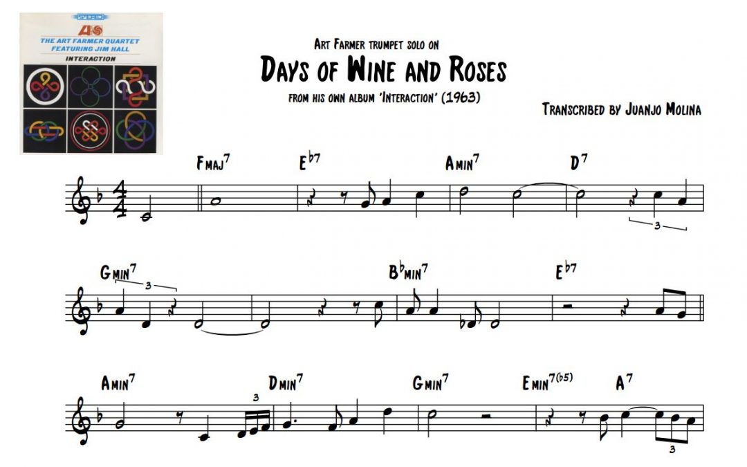 Days of Wine and Roses – Art Farmer trumpet solo transcription
