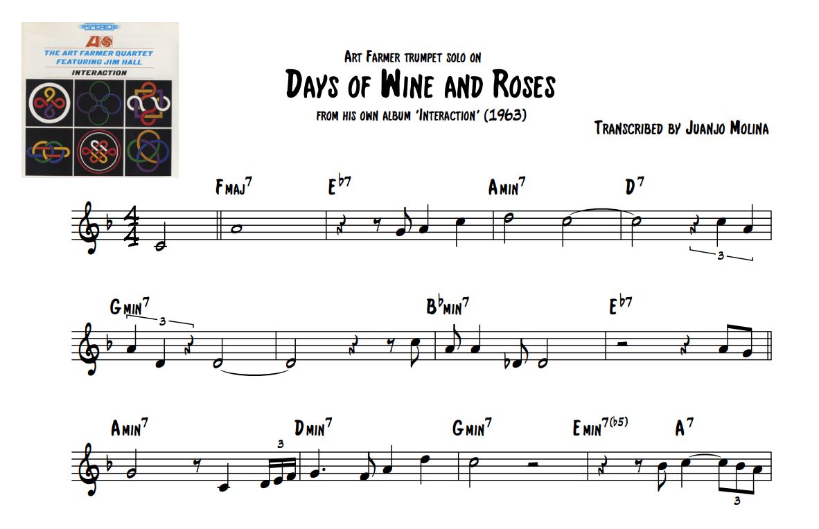 Days of Wine and Roses – Art Farmer trumpet solo transcription